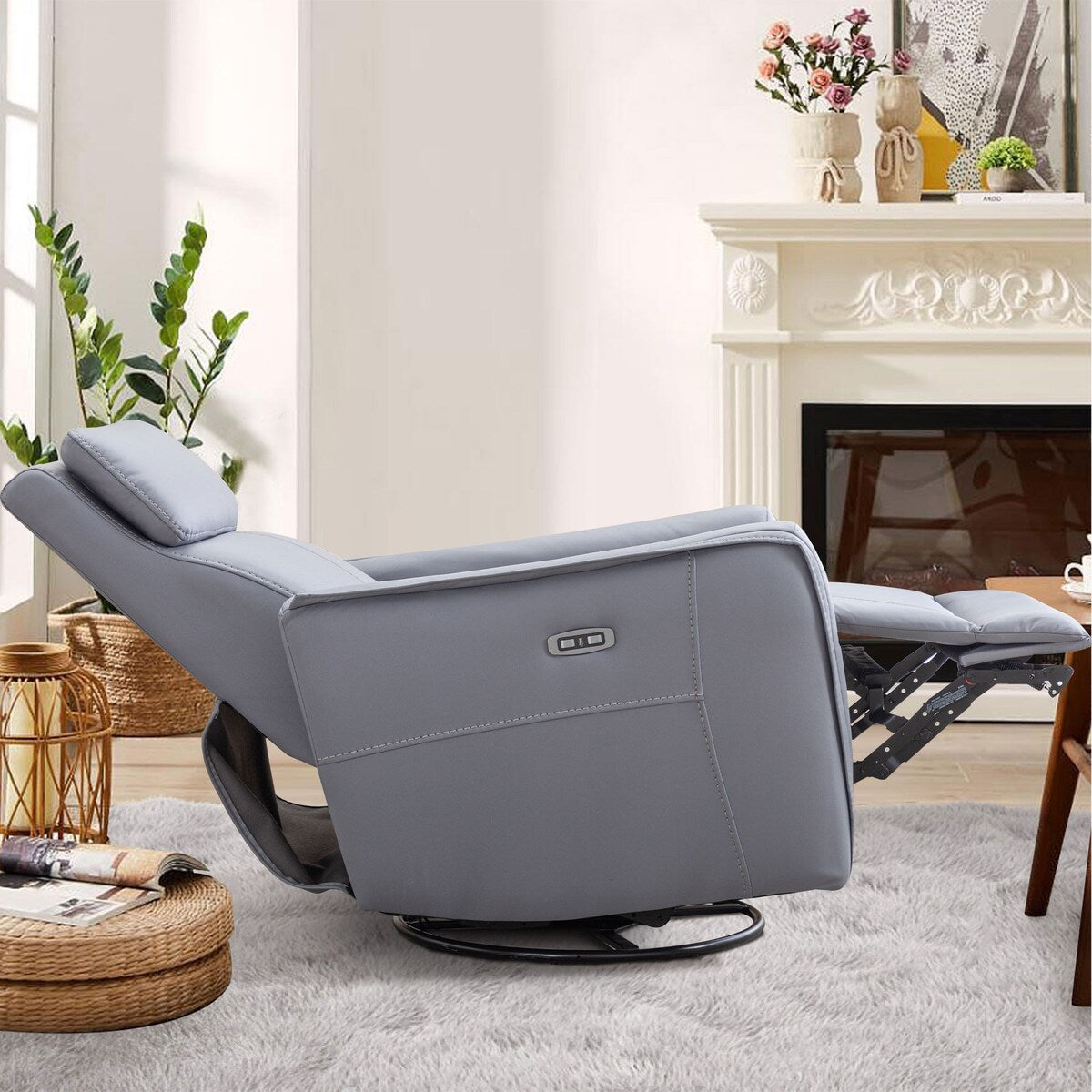 32.3'' Wide Power Swivel Rocker Recliner Chairwith USB Ports