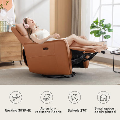 32.3'' Wide Power Swivel Rocker Recliner Chairwith USB Ports