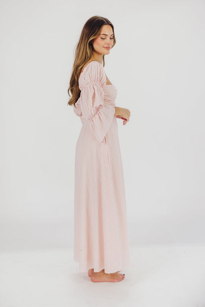 Corrine Tiered Sleeve Maxi Dress with Pockets in Ballerina Pink - Bump Friendly