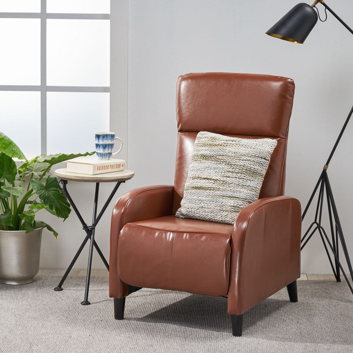 33.5Wide Leather Push Back Standard Recliner Classic Overstuffed Single Recliner Sofa with Soft Padded and Armrest