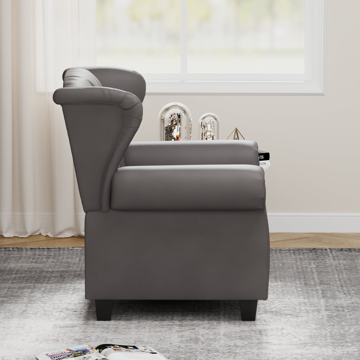 35.04 Adjustable Tufted Arm Chair with Sturdy Legs