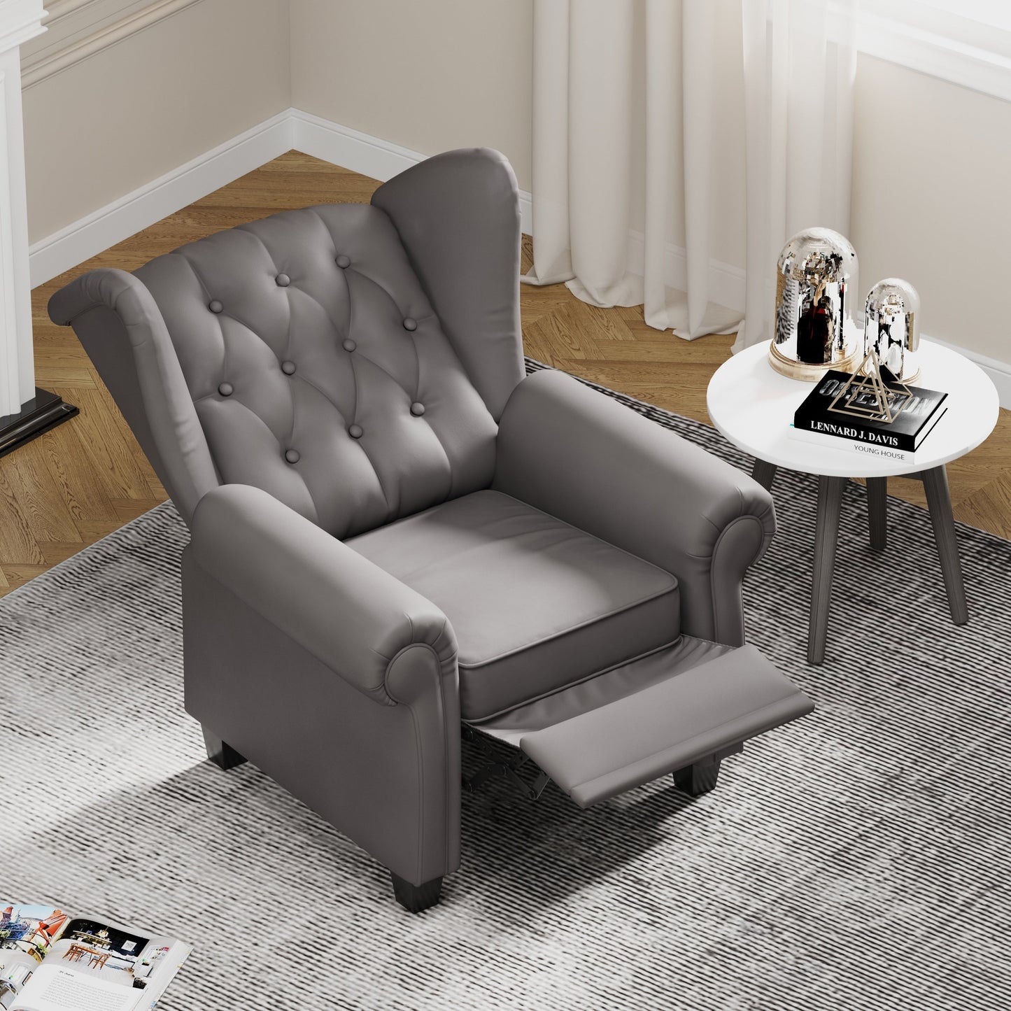 35.04 Adjustable Tufted Arm Chair with Sturdy Legs