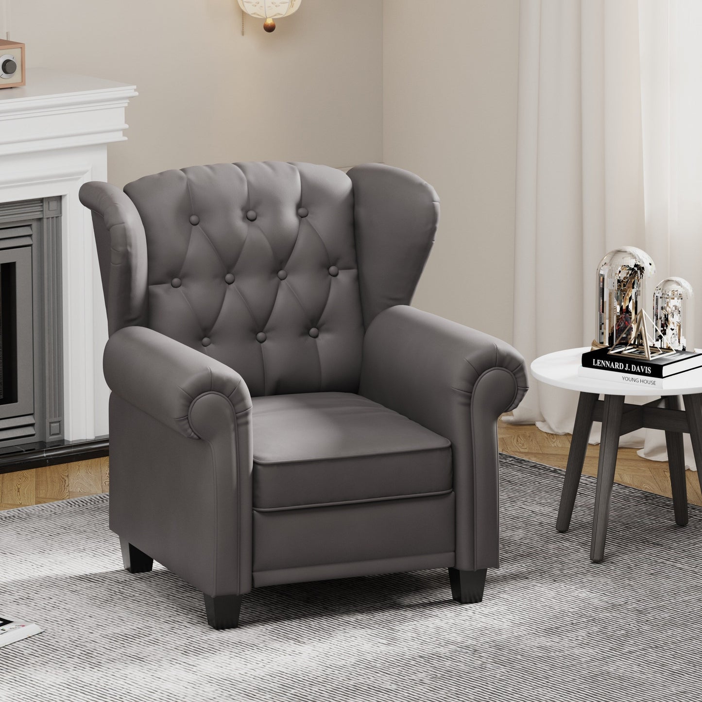 35.04 Adjustable Tufted Arm Chair with Sturdy Legs