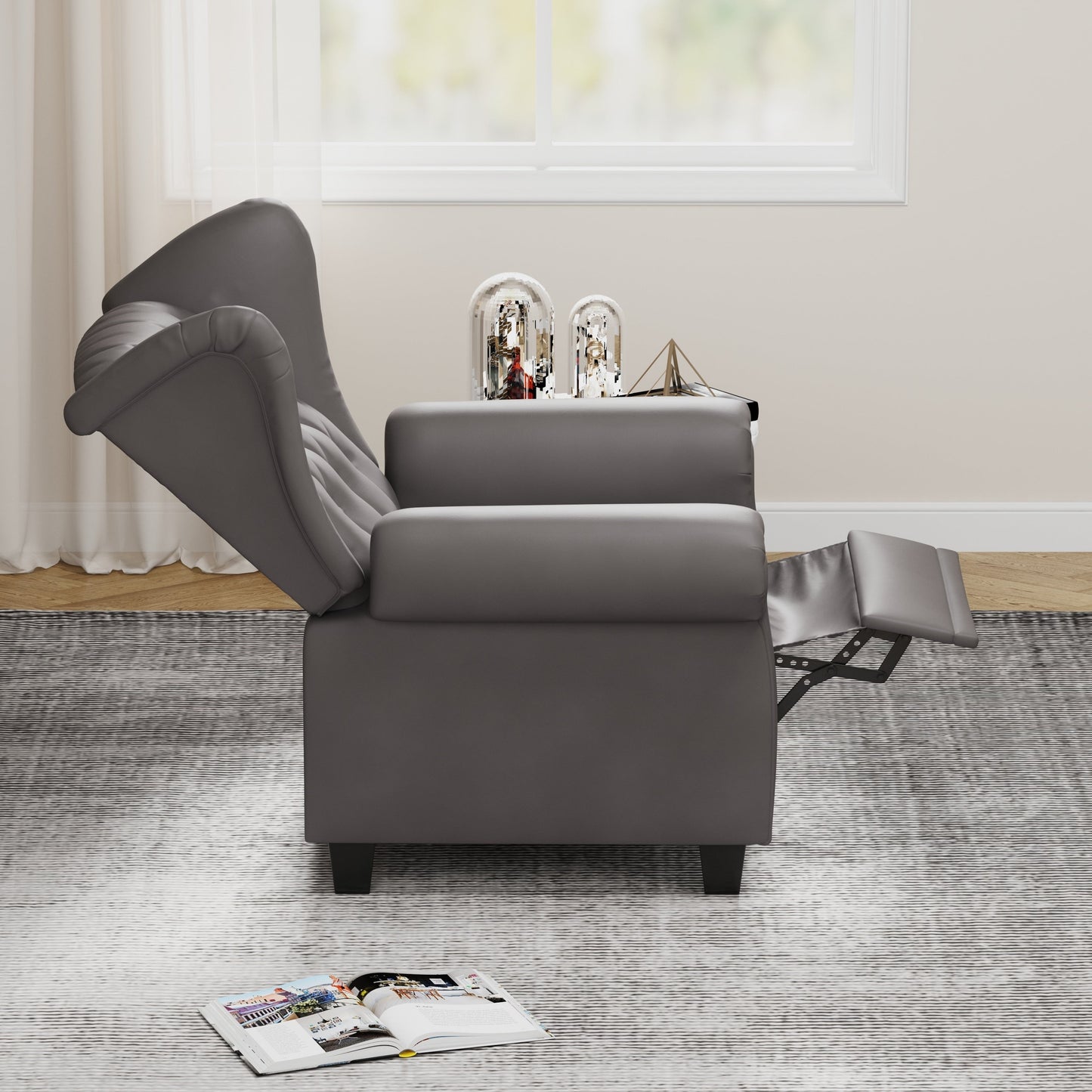 35.04 Adjustable Tufted Arm Chair with Sturdy Legs