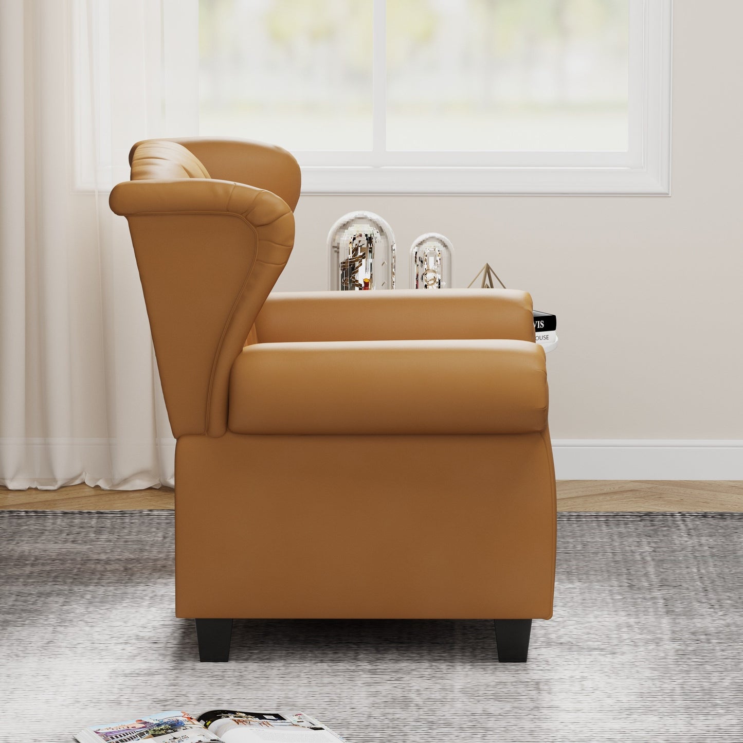 35.04 Adjustable Tufted Arm Chair with Sturdy Legs