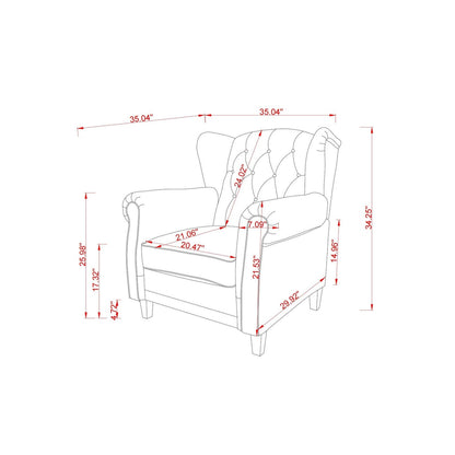 35.04 Adjustable Tufted Arm Chair with Sturdy Legs