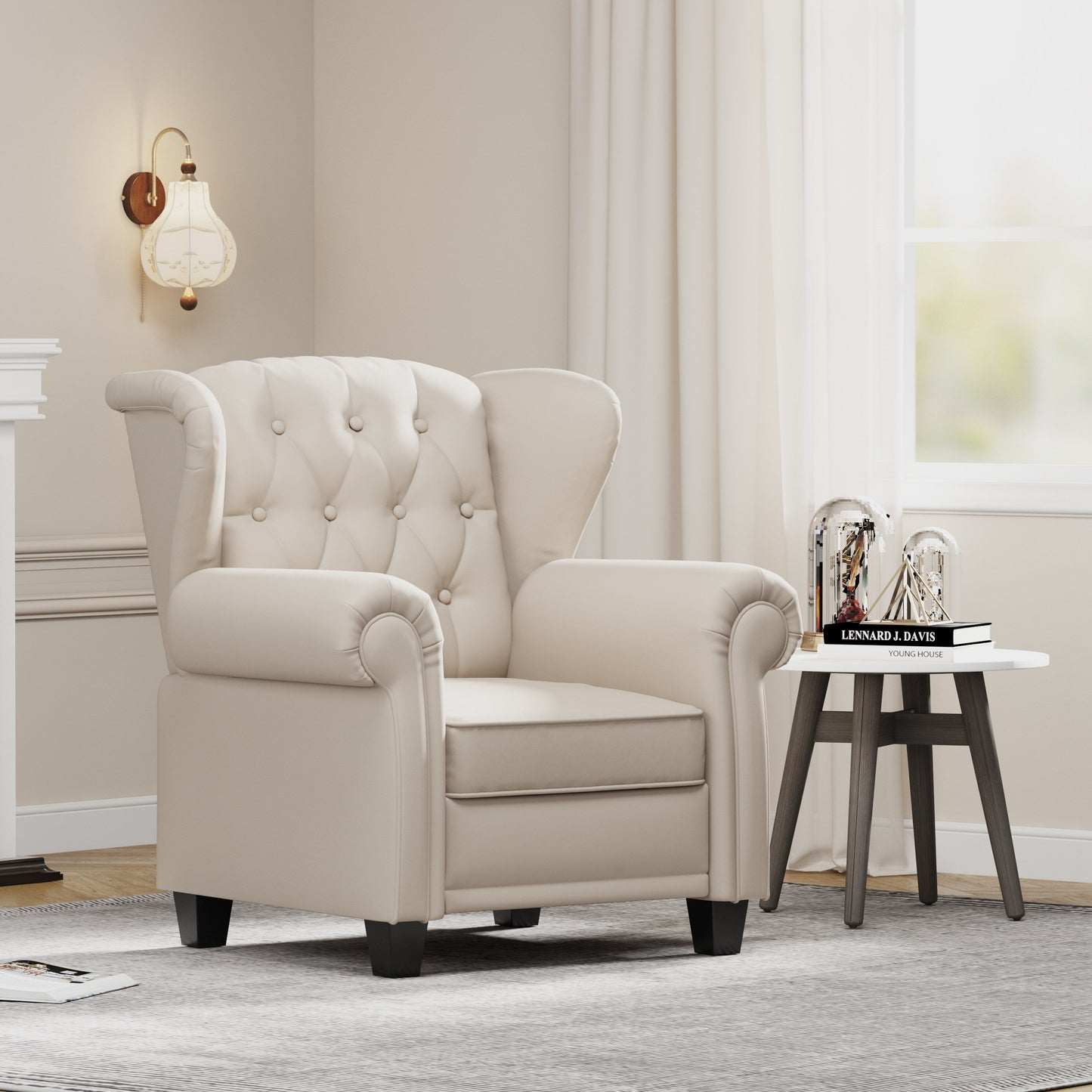 35.04 Adjustable Tufted Arm Chair with Sturdy Legs