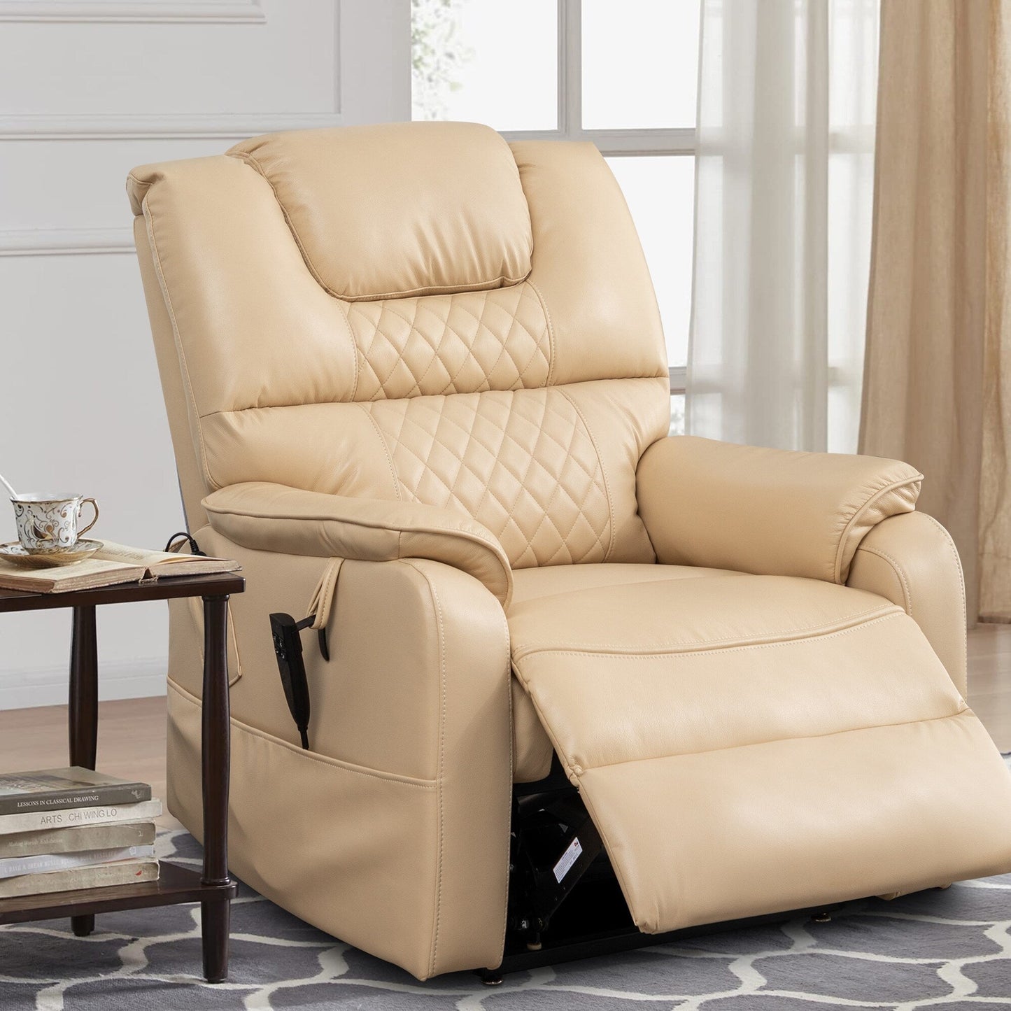 35.5W Dual Electric Power Lift Recliner,MassageHeat,180 degrees