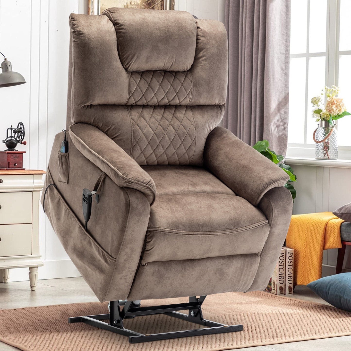 35.5W Dual Electric Power Lift Recliner,MassageHeat,180 degrees