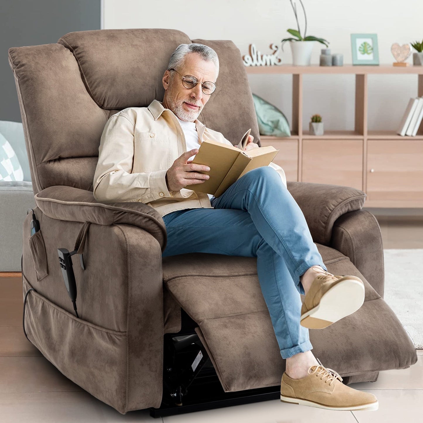 35.5W Dual Electric Power Lift Recliner,MassageHeat,180 degrees