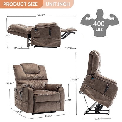 35.5W Dual Electric Power Lift Recliner,MassageHeat,180 degrees