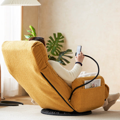 360 Degree Rotatable Sofa Chair Adjustable Lounge Chair Foldable Game Chair Recliner with Phone Holder