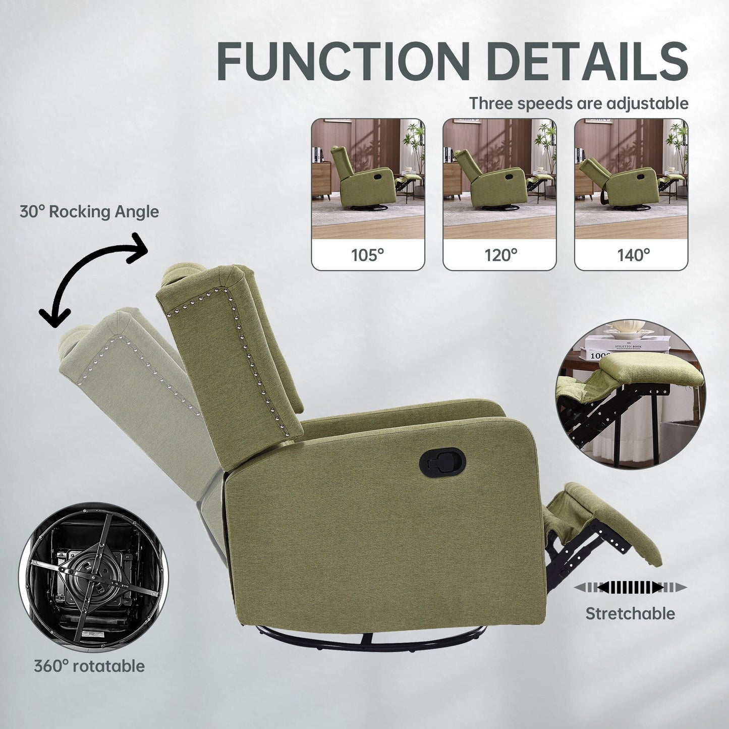 360 Degree Swivel Nursery Rocking Chair