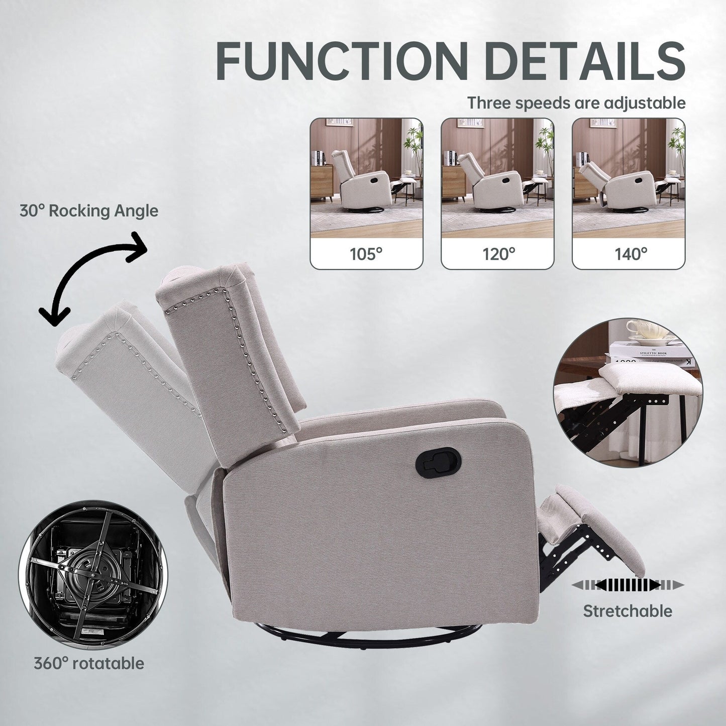 360 Degree Swivel Nursery Rocking Chair
