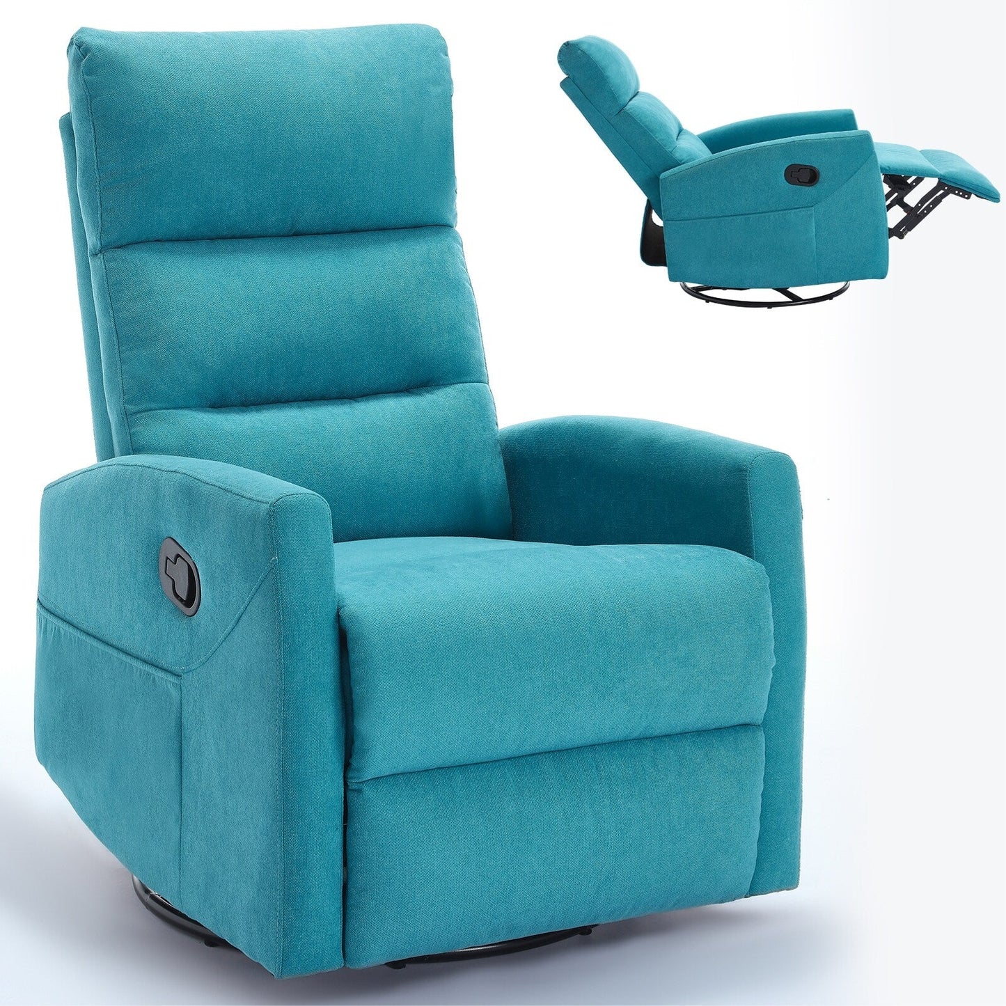360 Swivel Manual Recliner Adjustable Fabric Rocking Recliner Living Room Single Soft Sofa with Rocker