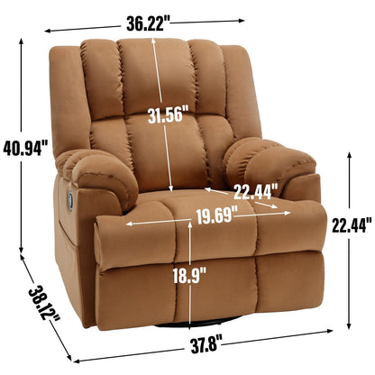 360 Swivel Manual Recliner Chair Adjustable Rocking Lounge Chair Oversized Single Sofa for Living Room