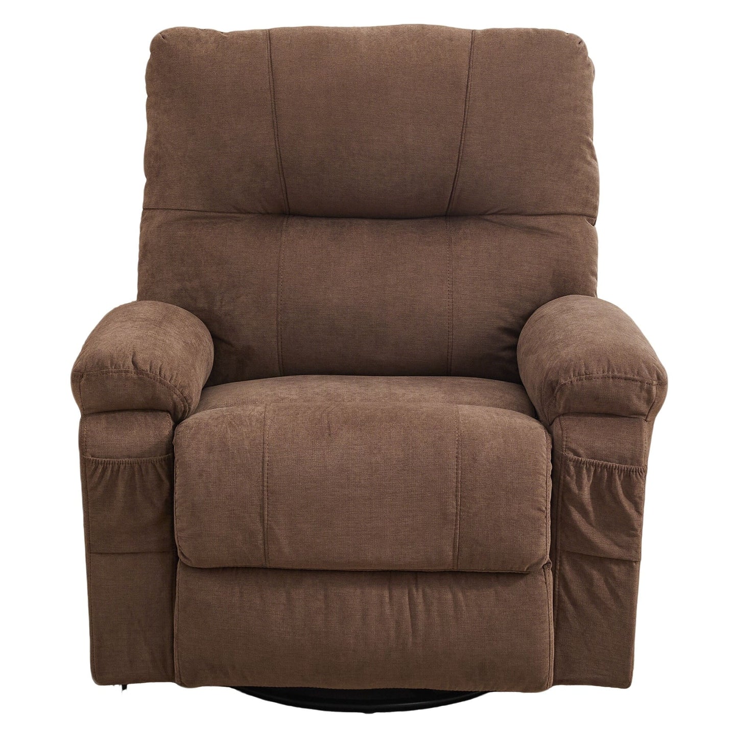 360 Swivel Manual Recliner Single Sofa Chair Fabric Lounge Chair with Pull Out Footrest and Side Pockets