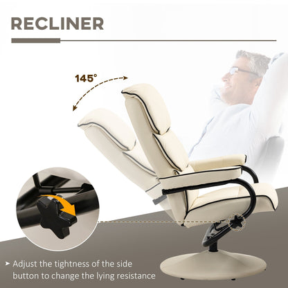360 Swivel PU Leather Recliner Adjustable Lounge Chair High Back Armchair with Ottoman and Thick Foam Padding