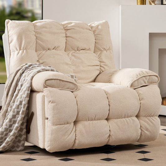 360 Swivel Recliner Upholstery Fabric Glider Rocker Recliner Single Lazy Sofa with Lumbar Support for Living Room