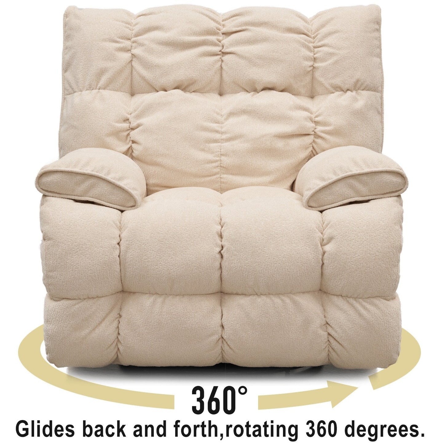 360 Swivel Recliner Upholstery Fabric Glider Rocker Recliner Single Lazy Sofa with Lumbar Support for Living Room