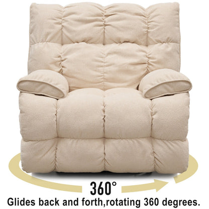 360 Swivel Recliner Upholstery Fabric Glider Rocker Recliner Single Lazy Sofa with Lumbar Support for Living Room
