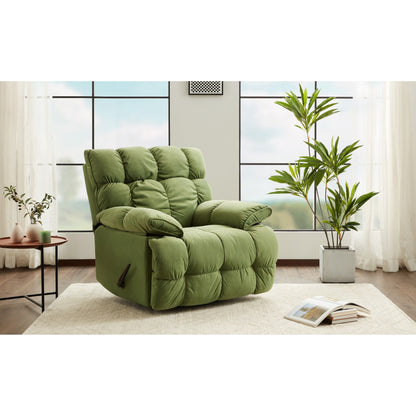 360 Swivel Recliner Upholstery Fabric Glider Rocker Recliner Single Lazy Sofa with Lumbar Support for Living Room
