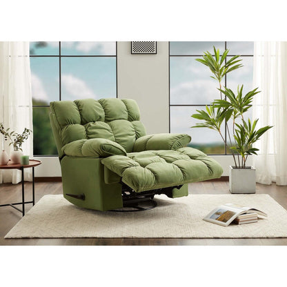 360 Swivel Recliner Upholstery Fabric Glider Rocker Recliner Single Lazy Sofa with Lumbar Support for Living Room