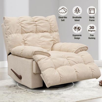 360 Swivel Recliner Upholstery Fabric Glider Rocker Recliner Single Lazy Sofa with Lumbar Support for Living Room