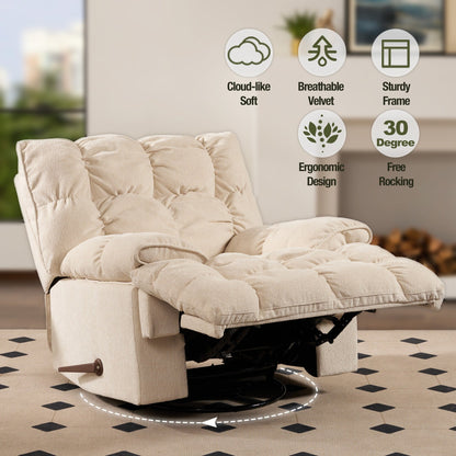 360 Swivel Recliner Upholstery Fabric Glider Rocker Recliner Single Lazy Sofa with Lumbar Support for Living Room