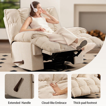 360 Swivel Recliner Upholstery Fabric Glider Rocker Recliner Single Lazy Sofa with Lumbar Support for Living Room