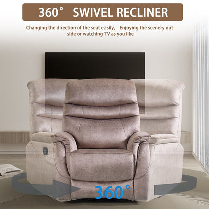 360 Swivel Rocking Recliner Chair Modern Velvet Lounge Chair Adjustable Single Sofa with Lumbar Support