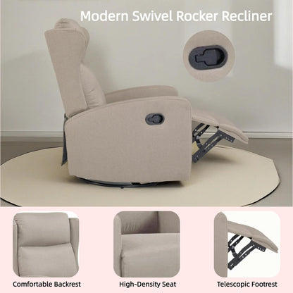 360 Swivel Rocking Recliner Chair with Adjustable Backrest - Modern Design for Living Room, Office and Entertainment Spaces