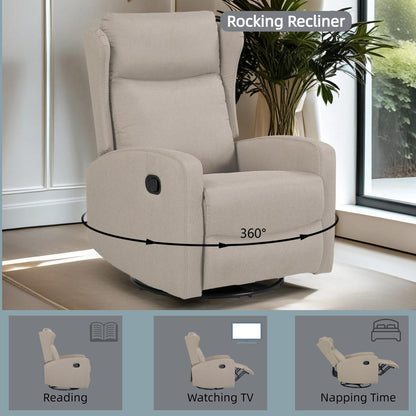 360 Swivel Rocking Recliner Chair with Adjustable Backrest - Modern Design for Living Room, Office and Entertainment Spaces