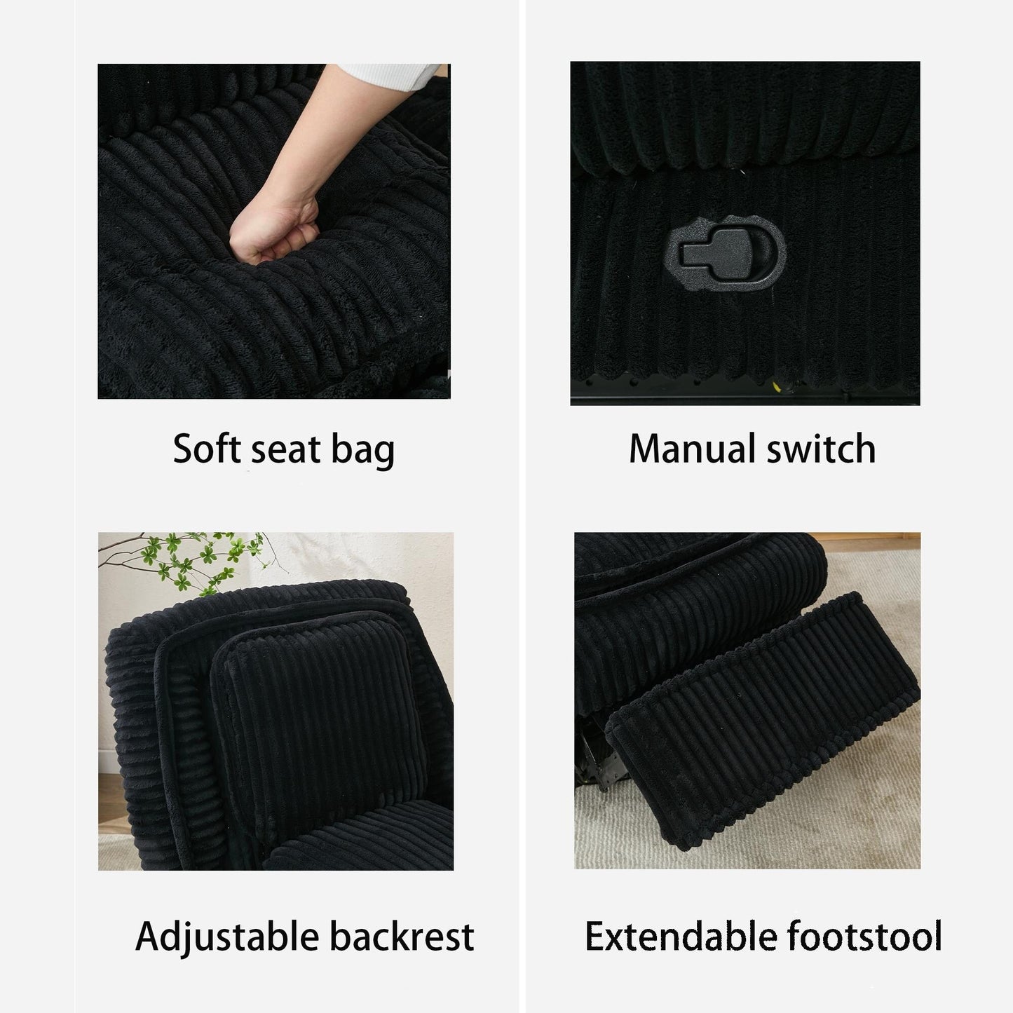 360 Swivel Rocking Recliner with Adjustable Backrest Corduroy