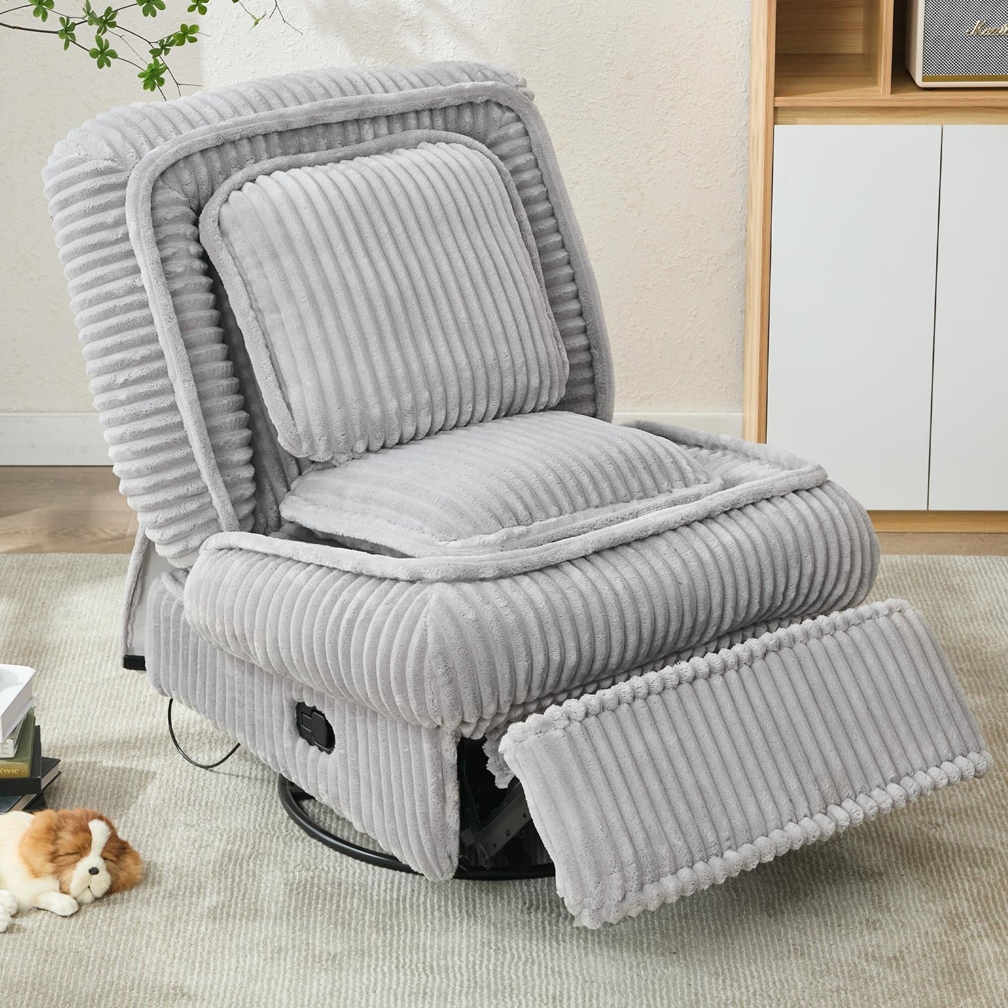 360 Swivel Rocking Recliner with Adjustable Backrest Corduroy