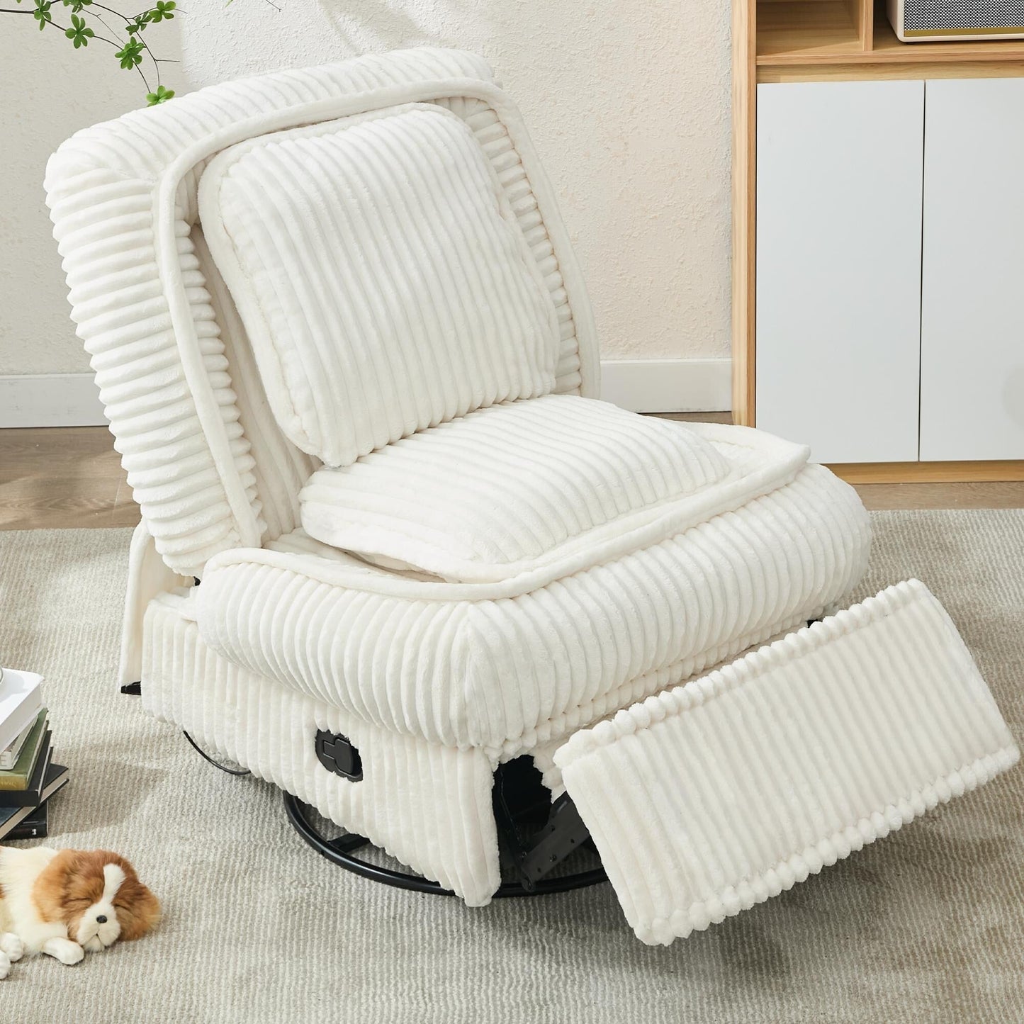 360 Swivel Rocking Recliner with Adjustable Backrest Corduroy