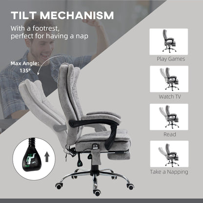 360 swivel Massage Office Chair High Back Recliner Chair with Lumbar Heating, Adjustable Recline and Extendable Footrest