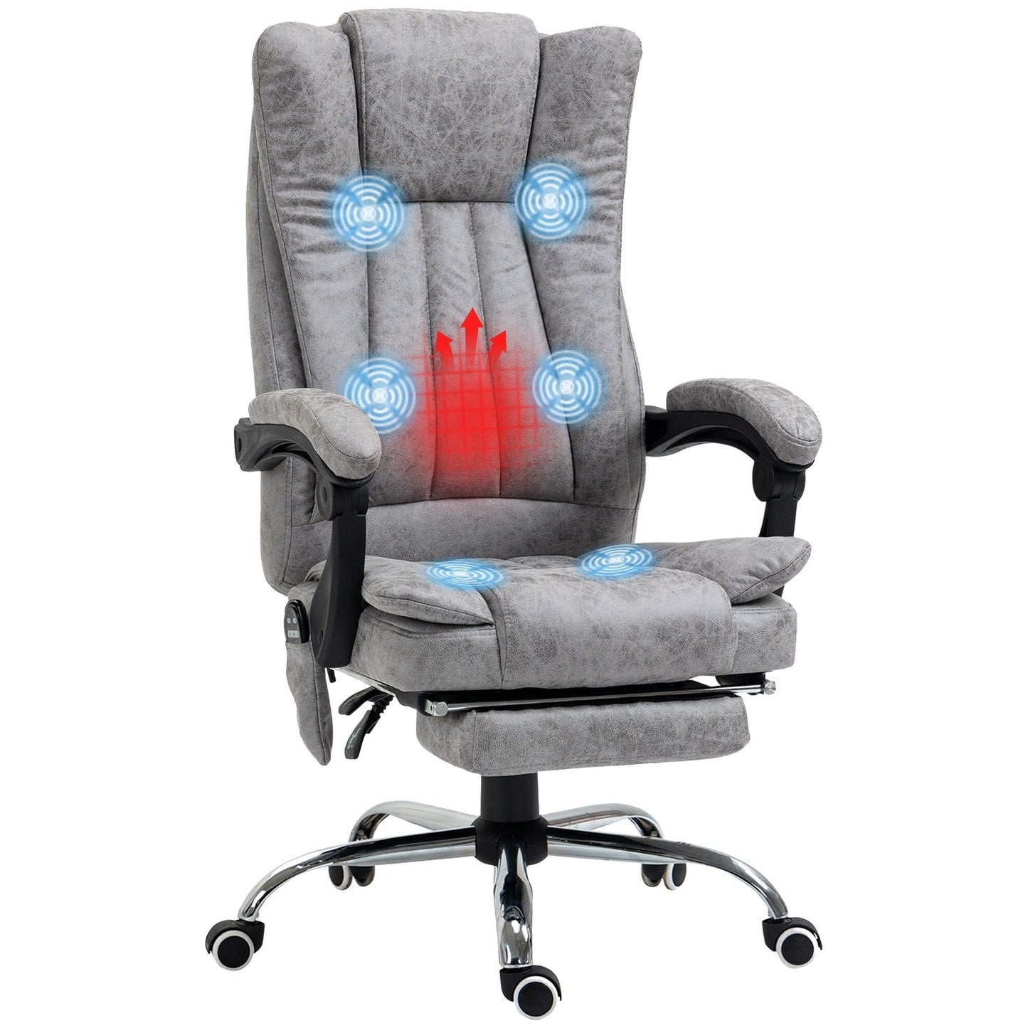 360 swivel Massage Office Chair High Back Recliner Chair with Lumbar Heating, Adjustable Recline and Extendable Footrest
