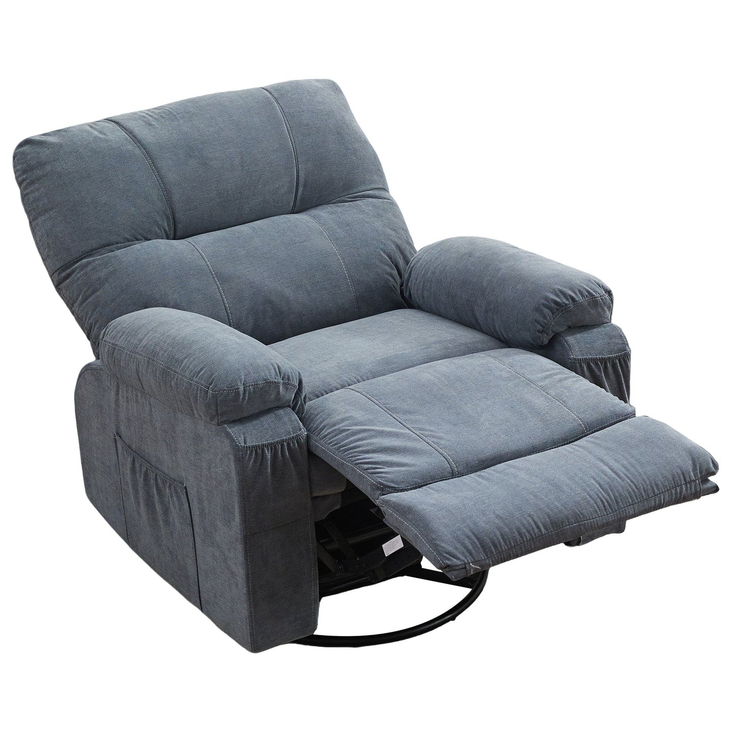 360° Linen Swivel Rocker Recliner with Side Pockets