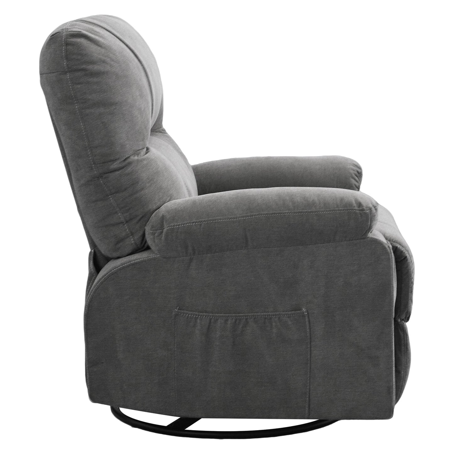 360° Linen Swivel Rocker Recliner with Side Pockets