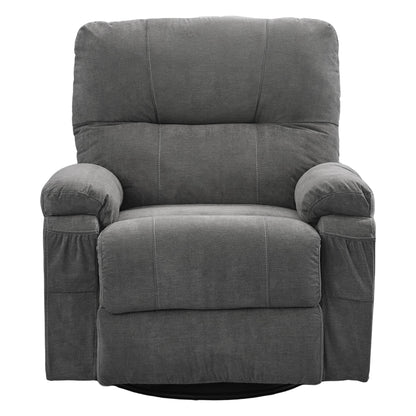 360° Linen Swivel Rocker Recliner with Side Pockets