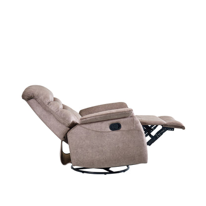 360° Rocking Swivel Recliner Chair with Adjustable Backrest, Durable Fabric, Modern Reclining Sofa with Lumbar Support