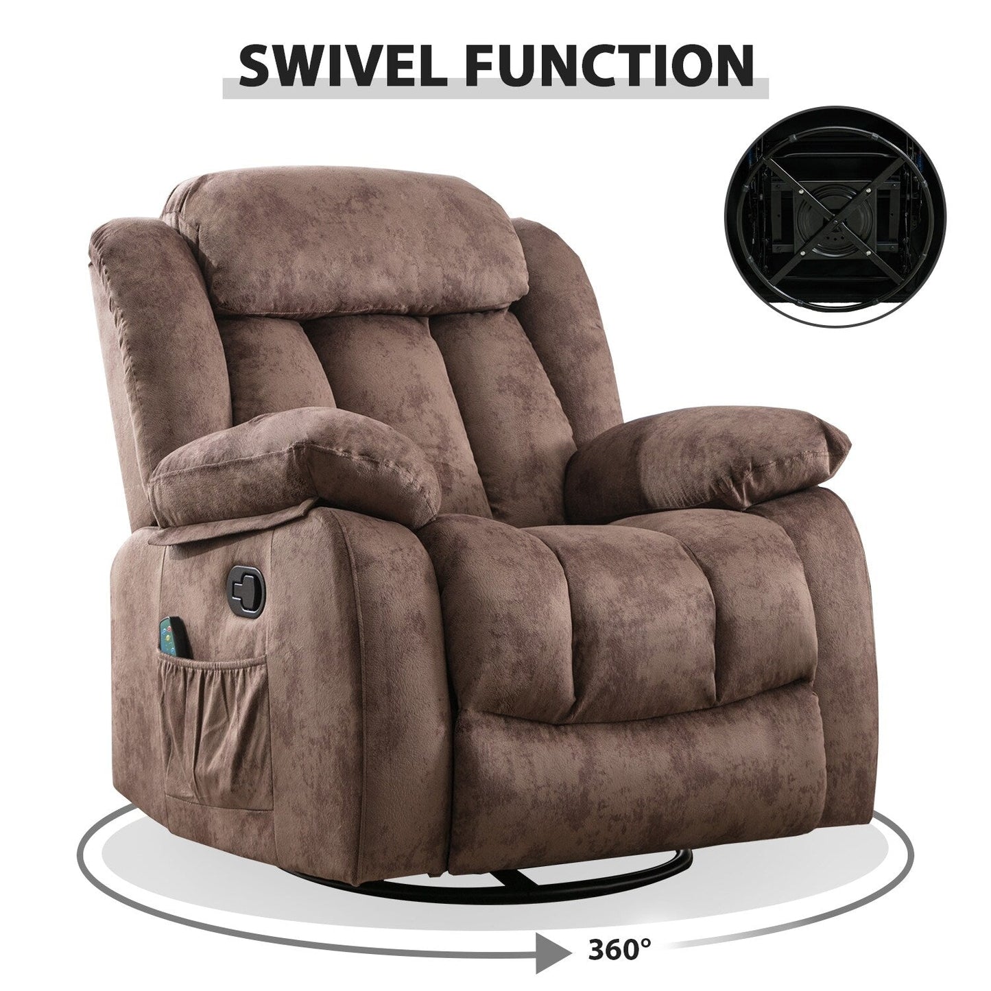 360° Rotatable Swing Manual Massage Rocker Recliner With Heat And Vibration