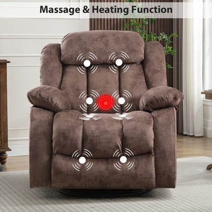 360° Rotatable Swing Manual Massage Rocker Recliner With Heat And Vibration