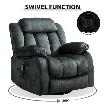 360° Rotatable Swing Manual Massage Rocker Recliner With Heat And Vibration