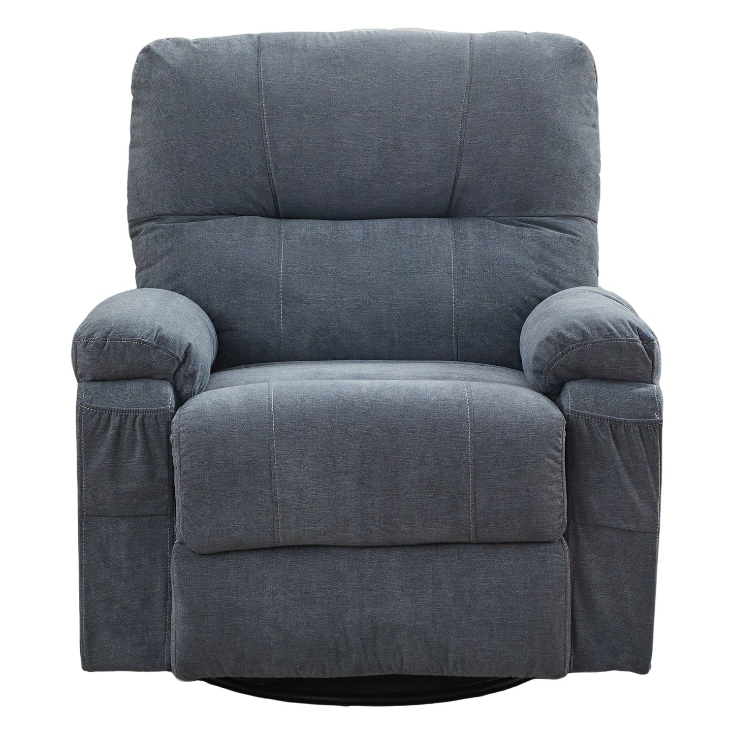 360° Rotating Recliner Chair with Adjustable Backrest, Swivel Rocking Armchair with Footrest, Soft Cushions & Side Pockets