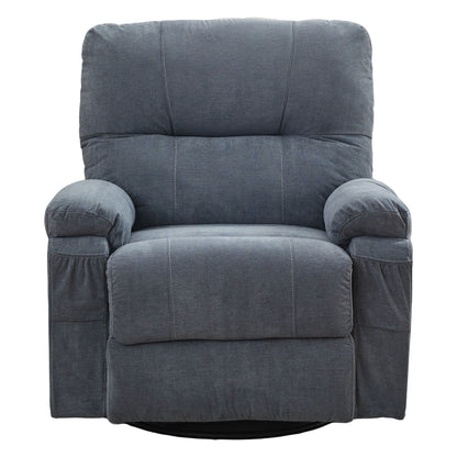 360° Rotating Recliner Chair with Adjustable Backrest, Swivel Rocking Armchair with Footrest, Soft Cushions & Side Pockets