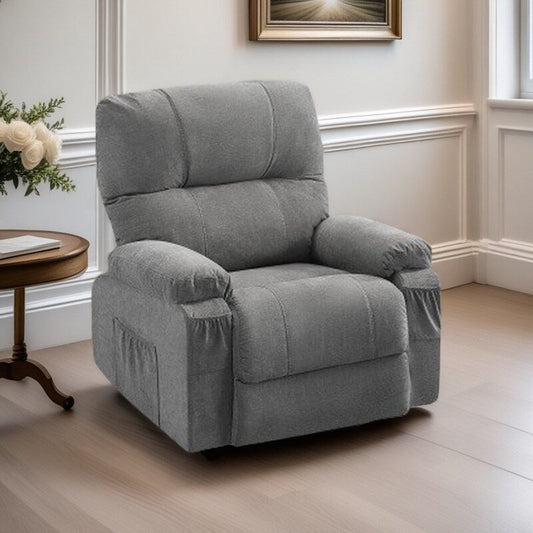 360° Rotating Recliner Chair with Adjustable Backrest, Swivel Rocking Armchair with Footrest, Soft Cushions & Side Pockets