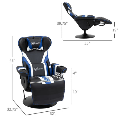 360Â° Rotation Gaming Chair Racing Style Computer Recliner Ergonomic Office Chair with Lumbar Support, Footrest and Cup Holder