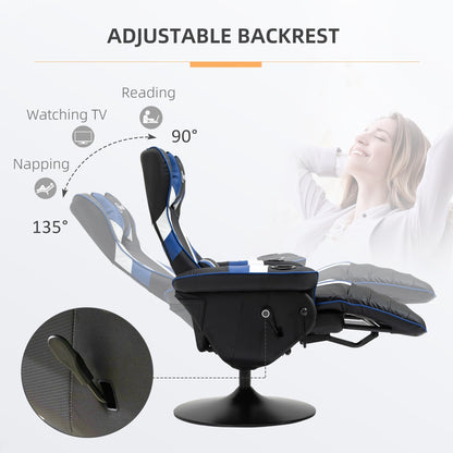 360Â° Rotation Gaming Chair Racing Style Computer Recliner Ergonomic Office Chair with Lumbar Support, Footrest and Cup Holder